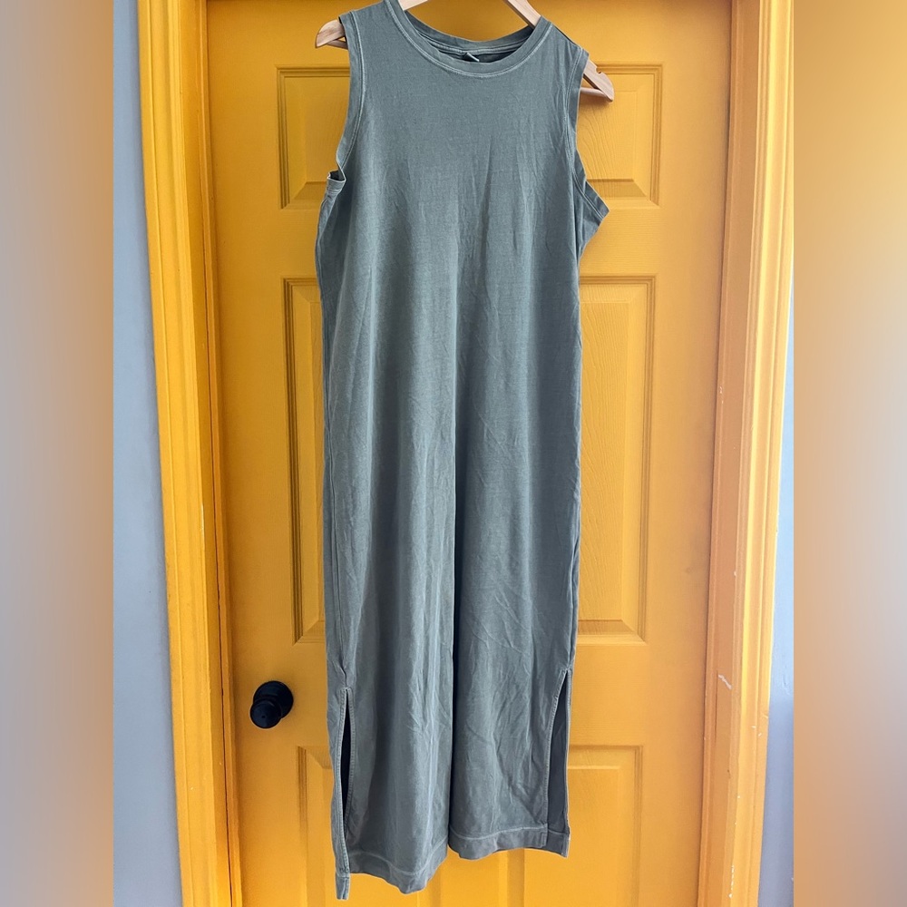 100% Cotton Sleeveless Olive Green Maxi Dress